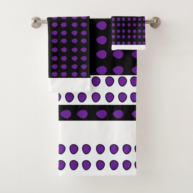 Lila Schwarze Tropfen Badetuch Set (Insitu)