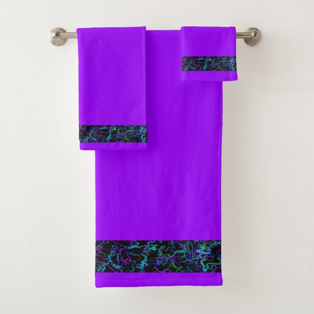 Lila, schwarze und blaue Abstrakte Badetücher Badhandtuch Set (Insitu)