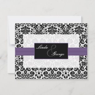 lila, schwarze und weiße Rsvp-Karten RSVP Karte