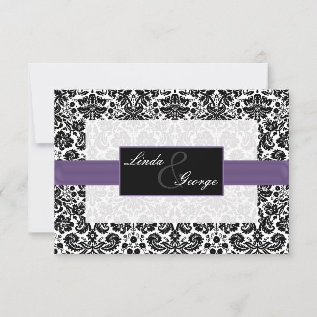 lila, schwarze und weiße Rsvp-Karten, Standard 3,5 RSVP Karte (Vorderseite)