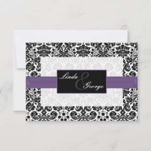 lila, schwarze und weiße Rsvp-Karten, Standard 3,5 RSVP Karte