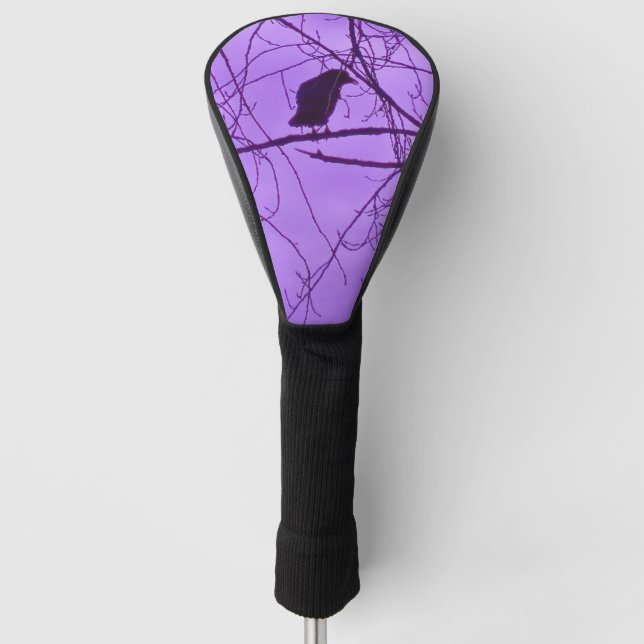 Lila schwarze Zweige für Single der schwarzen Silh Golf Headcover (Vorderseite)