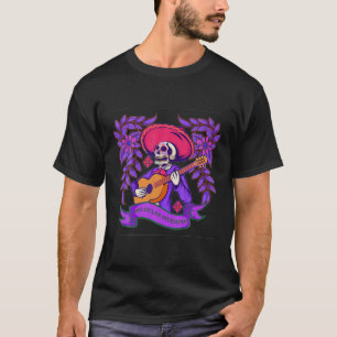 Lila schwarzer Blütenschädel T-Shirt