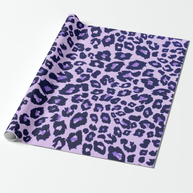 Lila Schwarzer Leopard Geschenkpapier (Ungerollt)