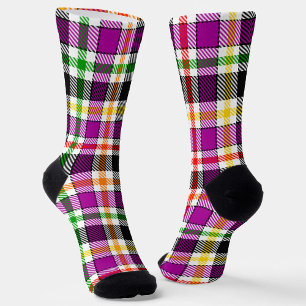 Lila Schwarzer Mehrfarbiger Flanell Kariert Tartan Socken