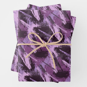 Lila Schwarzer Pinsel Geschenkpapier Set
