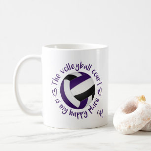 lila schwarzer Volleyballplatz Kaffeetasse