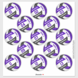 lila schwarzer Volleyballspieler nennt Set 13 Aufkleber