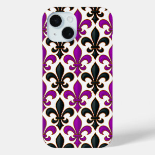 Lila-schwarzes Barock-Lilienmuster-Design Case-Mate iPhone Hülle