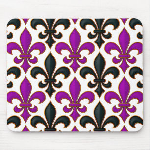 Lila-schwarzes Barock-Lilienmuster-Design Mousepad