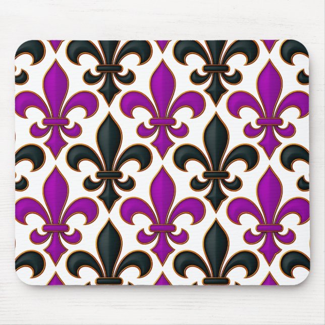 Lila-schwarzes Barock-Lilienmuster-Design  Mousepad (Vorne)