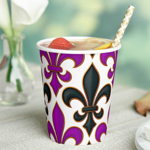 Lila-schwarzes Barock-Lilienmuster-Design Pappbecher