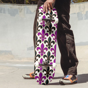 Lila-schwarzes Barock-Lilienmuster-Design Skateboard