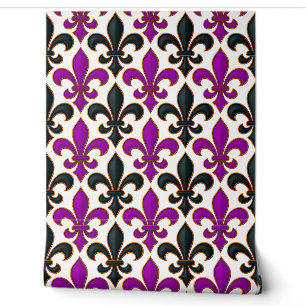Lila-schwarzes Barock-Lilienmuster-Design Tapete