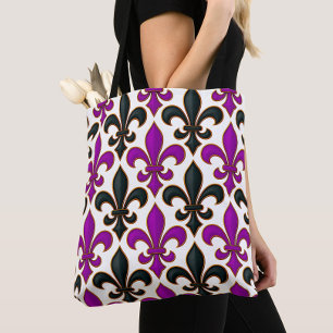 Lila-schwarzes Barock-Lilienmuster-Design Tasche