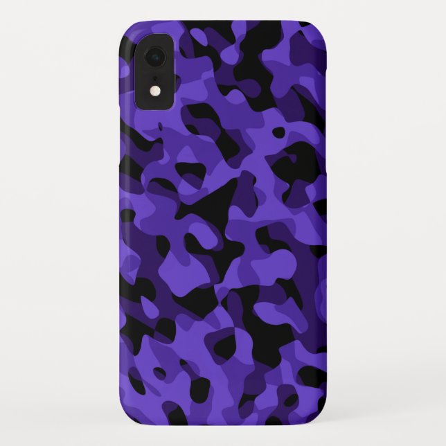 Lila Schwarzes Camouflage-Muster Case-Mate iPhone Hülle (Rückseite)