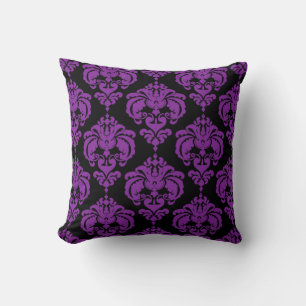 Lila-schwarzes Damast Chic modernes elegantes Must Kissen
