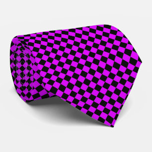 Lila schwarzes Diamant-Schachbrettmuster Krawatte