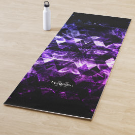 Lila Schwarzes geometrisches, Abstraktes Monogramm Yogamatte
