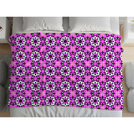 Lila-schwarzes geometrisches Mandala-Muster Fleecedecke
