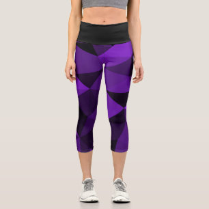Lila-schwarzes geometrisches Maschenmuster Capri Leggings