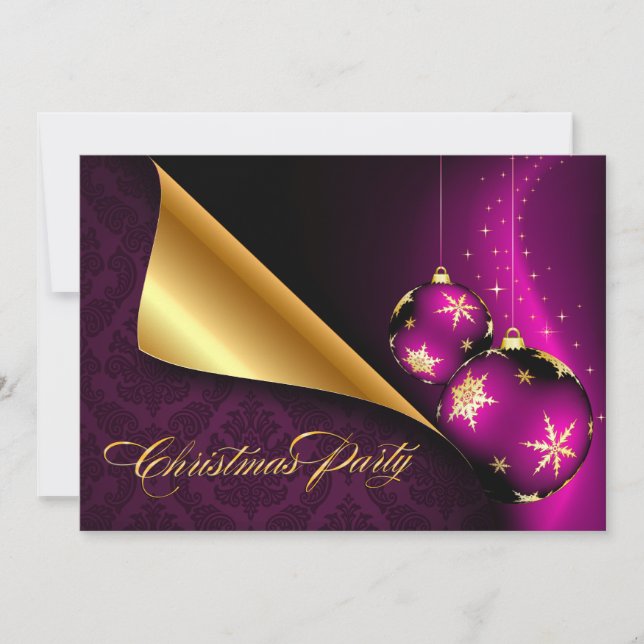 Lila Schwarzes Gold Elegantes Schloss Einladung (Vorderseite)