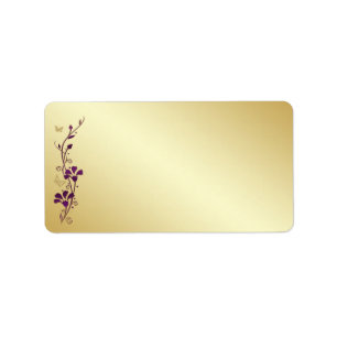 Lila, schwarzes Goldbarmefelett, Blankenanschrift Adressaufkleber