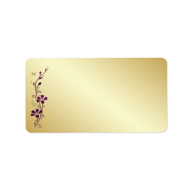 Lila, schwarzes Goldbarmefelett, Blankenanschrift Adressaufkleber (Vorne)