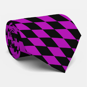 Lila schwarzes Harlekin-Diamanten-Damast-Design Krawatte