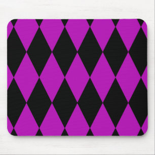 Lila Schwarzes Harlekin-Diamanten-Schachbrett-Desi Mousepad