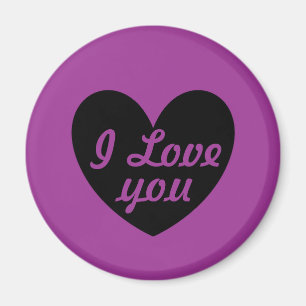 Lila Schwarzes Herz Magnet