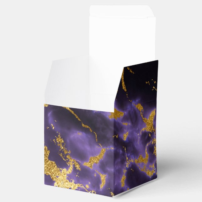 Lila Schwarzes Marmor Imitate Gold Glitzer Muster Geschenkschachtel (Geöffnet)