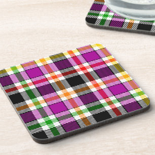 Lila Schwarzes Mehrfarbiges Flanell Kariert Tartan Getränkeuntersetzer