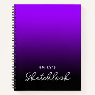 Lila-schwarzes Ombre-personalisiertes Skizzenbuch Notizbuch
