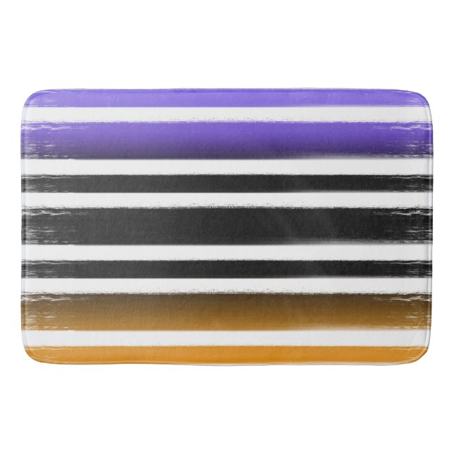 Lila Schwarzes Orange Paint Brush Halloween Badematte (Vorderseite)