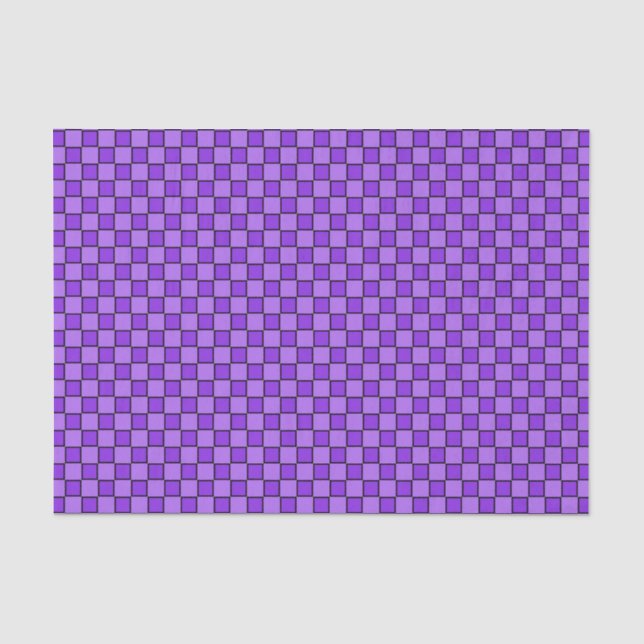 Lila Schwarzes Prüfbrett-Muster Seidenpapier (Vorderseite)