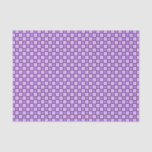 Lila Schwarzes Prüfbrett-Muster Seidenpapier (Vorderseite)