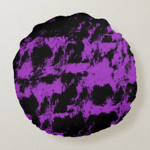Lila schwarzes rundes Kissen