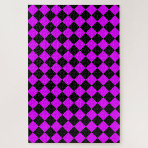Lila Schwarzes Schachbrett-Diamantmuster