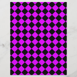 Lila Schwarzes Schachbrett Diamantmuster Briefbogen