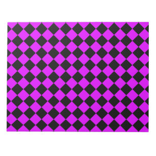 Lila Schwarzes Schachbrett Diamantmuster Notizblock