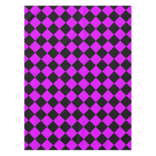 Lila Schwarzes Schachbrett Diamantmuster Tischdecke