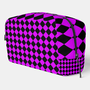 Lila schwarzes Schachbrett Diamond Muster Toilette Waschbeutel