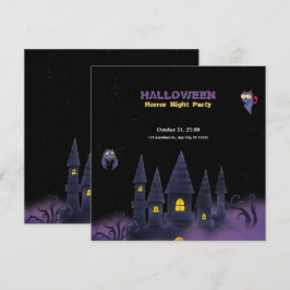 Lila Schwarzes Spielvergnügen Halloween (Rechteck) Einladung