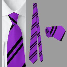 Lila schwarzes Streifenmuster Krawatte