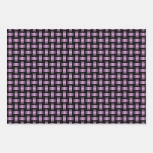 Lila Schwarzes Webmuster Geschenkpapier Set