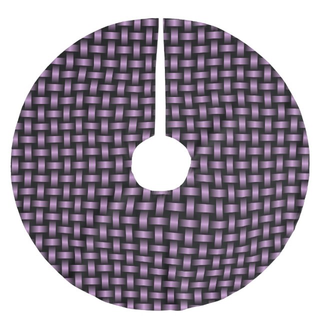 Lila Schwarzes Webmuster Polyester Weihnachtsbaumdecke (Vorderseite)