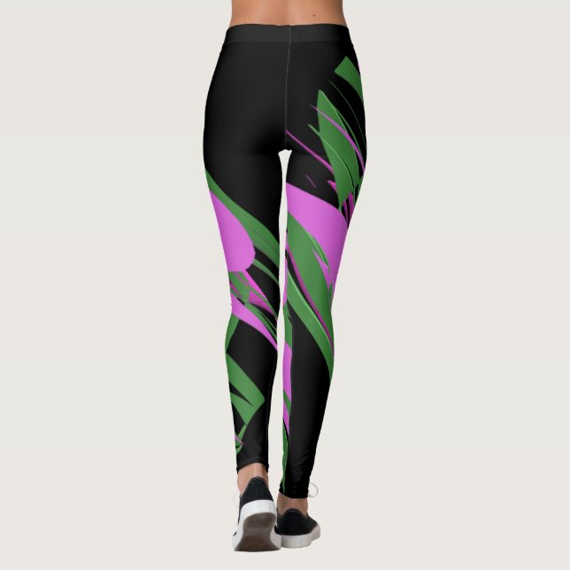 Lila, schwarzgrüne Farben Leggings (Rückseite)