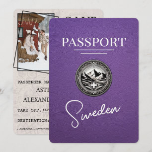 Lila Schweden Reisepass Save The Date