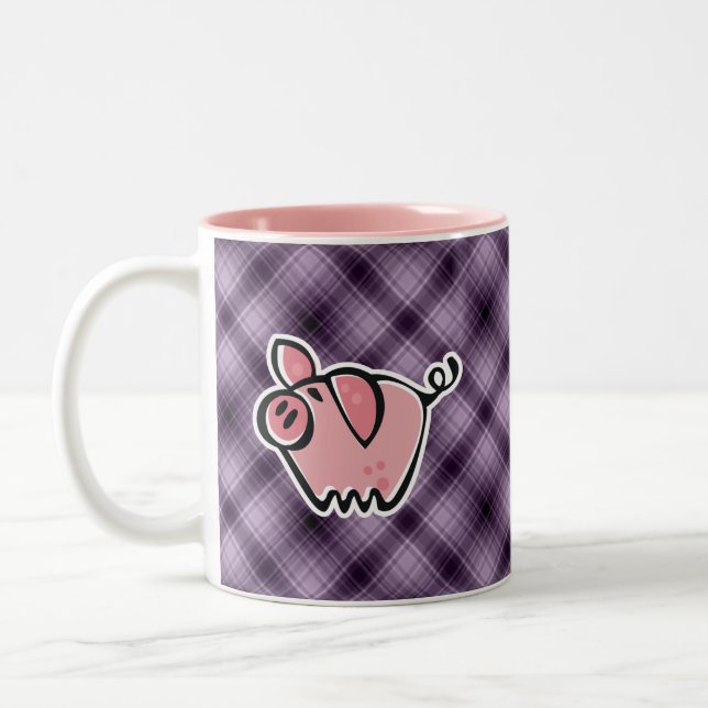 Lila Schwein Zweifarbige Tasse (Links)